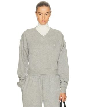 ÉTERNE Cropped V-neck Sweatshirt - Gray
