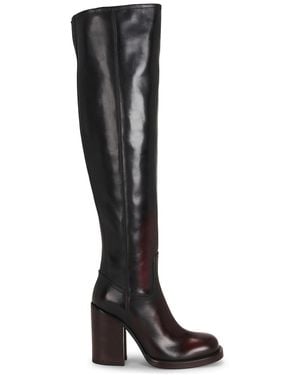 Dries Van Noten Square Toe Over The Knee Boot - Black