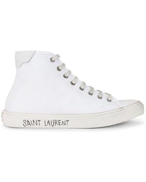 Saint Laurent Malibu Mid Top Signature Sneakers - White