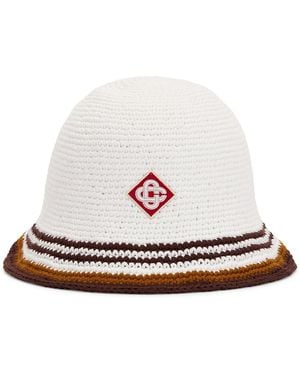 CASABLANCA Stripe Crochet Hat - White