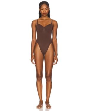 Skims Seamless Sculpt Thong Bodysuit - Brown