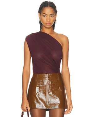 Atlein Asymmetric Draped Bodysuit - Red