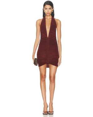 Atlein Pleated Ruched Mini Dress - Red
