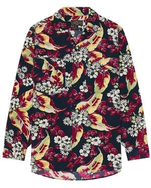 Beams Plus Work Classic Fit Corduroy Discharge Print - Blue