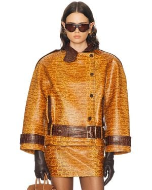 ROWEN ROSE Crop Trench Jacket - Orange