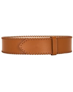 KHAITE Theo Whipstitch Belt - Brown