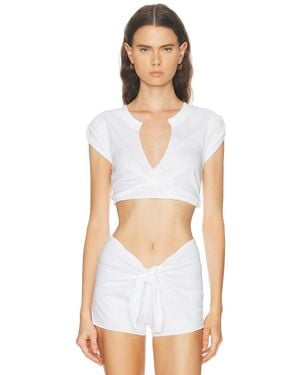 Skims Cotton Jersey Coverups Plunge Twist Top - White