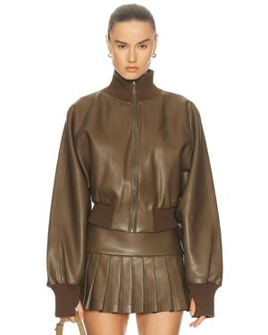 Norma Kamali Oversized Turtleneck Bomber Jacket - Brown
