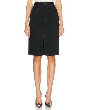 Saint Laurent Denim Midi Skirt - Black
