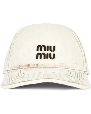 Miu Miu Denim Baseball Cap - White