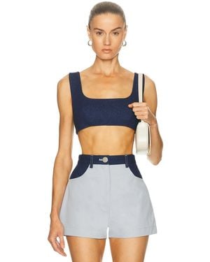 Matthew Bruch Tie Back Crop Top - Blue