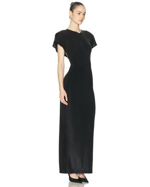 Norma Kamali Shoulder Pad Turtle Flared Dress in Black | Lyst