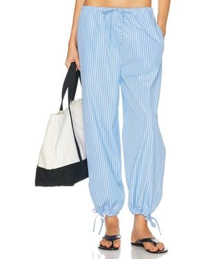 TOTEME Striped Drawstring Cotton Trouser - Blue