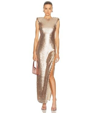SEV V-Back Sculpted Sequin Dress - White