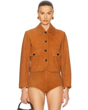 Self-Portrait Suede Jacket - Orange