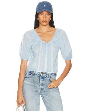 Helsa Voile Peasant Blouse - White