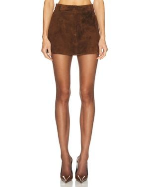 AEXAE X Revolve Leather Suede Mini Skirt - Brown