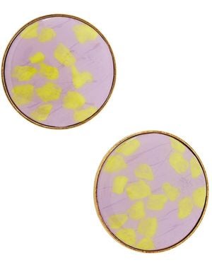 Dries Van Noten Handmade Artisanal Glass Disc Earrings - Purple