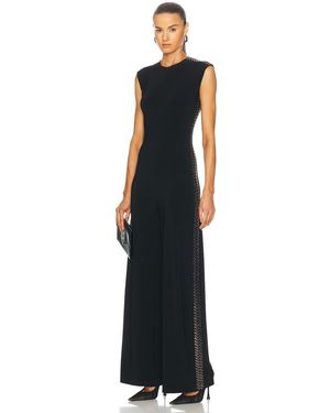 Norma Kamali Gunmetal Stud Sleeveless Jumpsuit - Blue