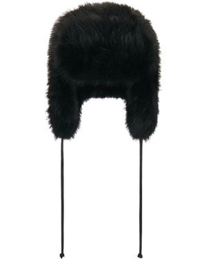 Perfect Moment Faux Fur Trapper Hat - Black