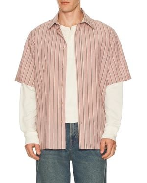 Jonathan Simkhai Deacon Short Sleeve Oversized Shirt - Pink