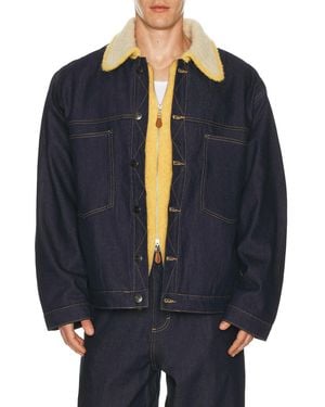 Charles Jeffrey Denim Jacket With Knitted Collar - Blue