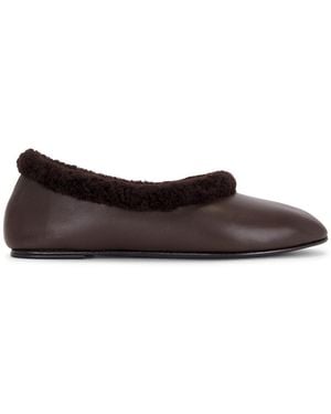 Magda Butrym Shearling Ballerina Flat - Brown