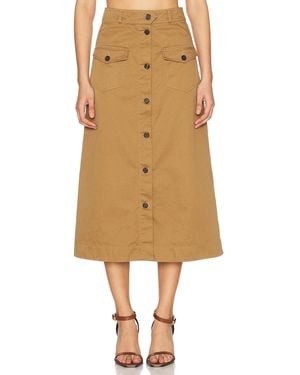 Saint Laurent Button Down Midi Skirt - Natural
