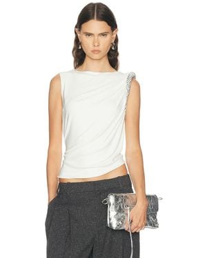 Alexander Wang Hotfix Twist Drape Sleeveless Top - White