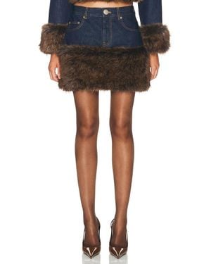 Marc Jacobs Faux Fur Denim Mini Skirt - Black