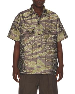 Beams Plus Mil-Sht Tiger Stripe Mesh Jacquard - Gray