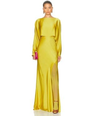 LAPOINTE Satin Layered Gown - Yellow