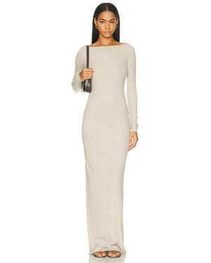 ÉTERNE Long Sleeve Boatneck Maxi Dress - Natural