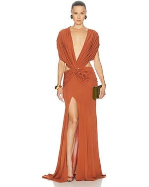 Alex Perry Cutout Twist Gown - Orange