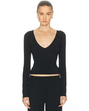 Kye Recline V Long Sleeve Top - Black