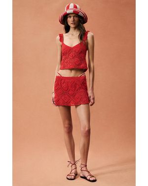 Akoia Swim For Fwrd Crochet Top And Mini Skirt Set - Red