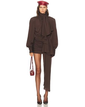 ROWEN ROSE Long Sleeve Mini Dress - Brown