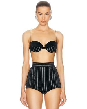 Alex Perry Crystal Velvet Bra Top - Black