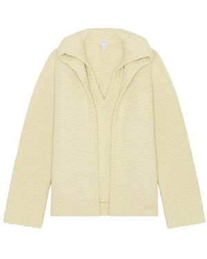 Bottega Veneta Wool Textured Compact Double Layer Cardigan - Yellow