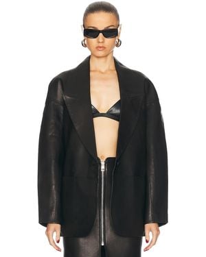 The Sei Slouchy Leather Blazer - Black