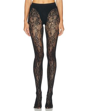 Wolford Infinite Rose Net Tights - Black