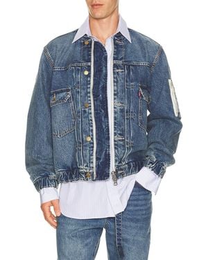 Sacai X Levi's Denim Collab Denim Bomber Jacket - Blue