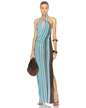 SIR. Rioja Halter Scarf Maxi Dress - Blue