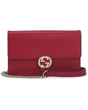Gucci Interlocking G Wallet On Chain - Red