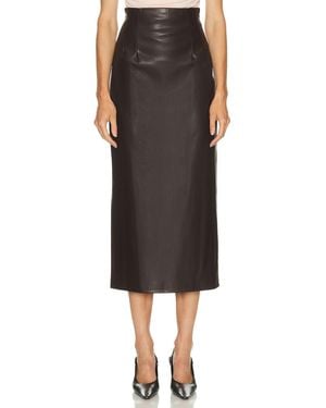 Enza Costa Leather High Waisted Curve Skirt - Black