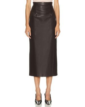 Enza Costa Leather High Waisted Curve Skirt - Black