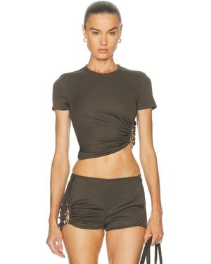 Christopher Esber Droplet Crystal Ruched Tee - Black
