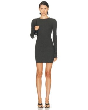 ÉTERNE Long Sleeve Crewneck Butter Rib Mini Dress - Black