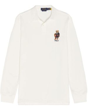 Polo Ralph Lauren Long Sleeve Novelty Holiday Bear Polo - White