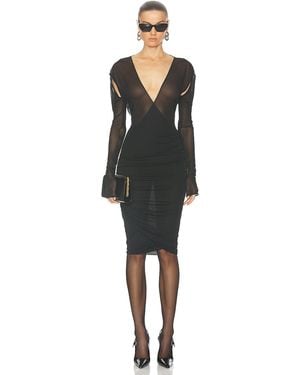 Saint Laurent Jersey Long Sleeve Dress - Black